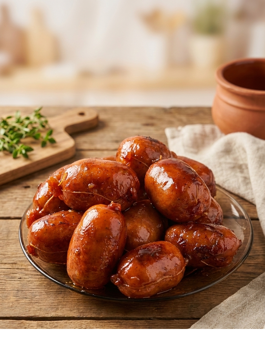 Professional food photography of Cebu chorizo sausages arranged on white plate with traditional vinegar dipping sauce garnished with black peppercorns and red and green chili peppers